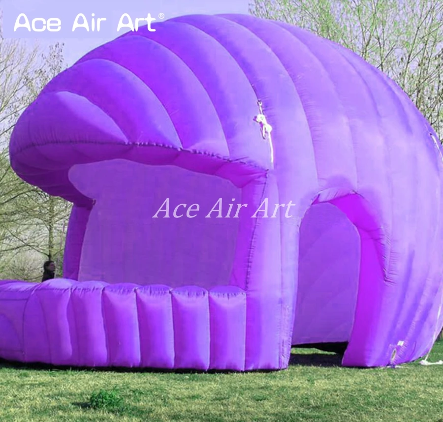 Новый дизайн фиолетовый цвет надувная купольная кабина изогнутая крышка