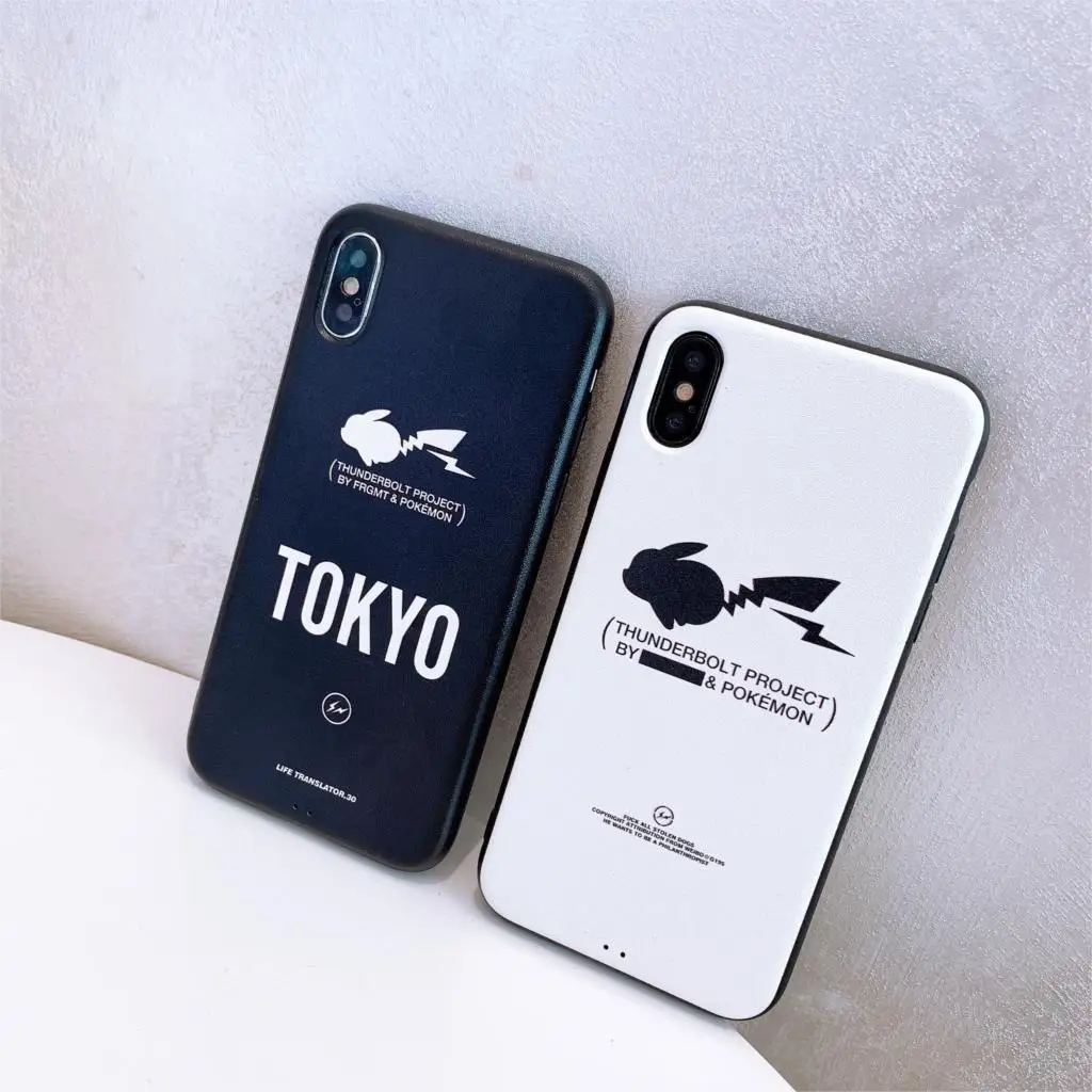 Мода Аниме тренд простые однотонные Токио цвет Пикачу тенты пара чехол для iPhone 8 7