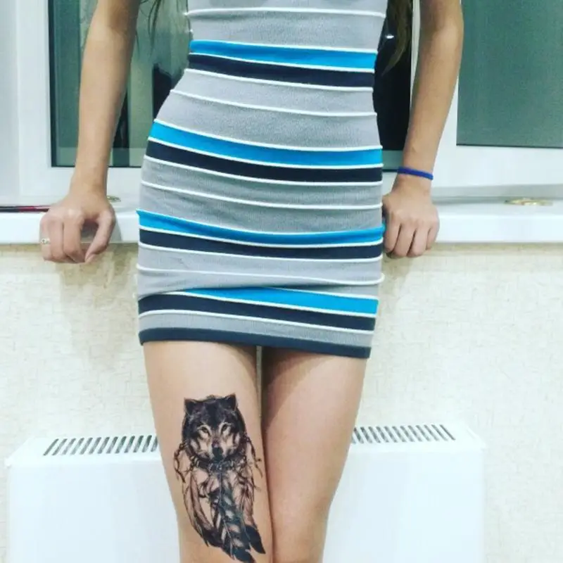 Временные татуировки с волком водостойкие для женщин поддельные ручные животные