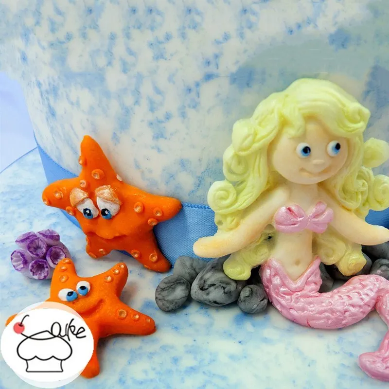 

Aouke mermaid mold silicone fondant mold candy cake chocolate mold soft clay tool A152