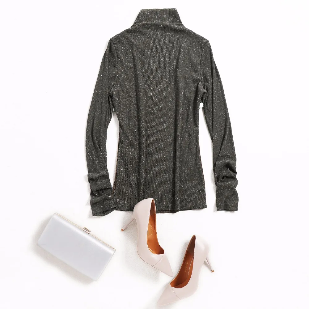 Блузка женская демисезонная с блестками темно зеленая|autumn women blouses|blouse transparentwomen