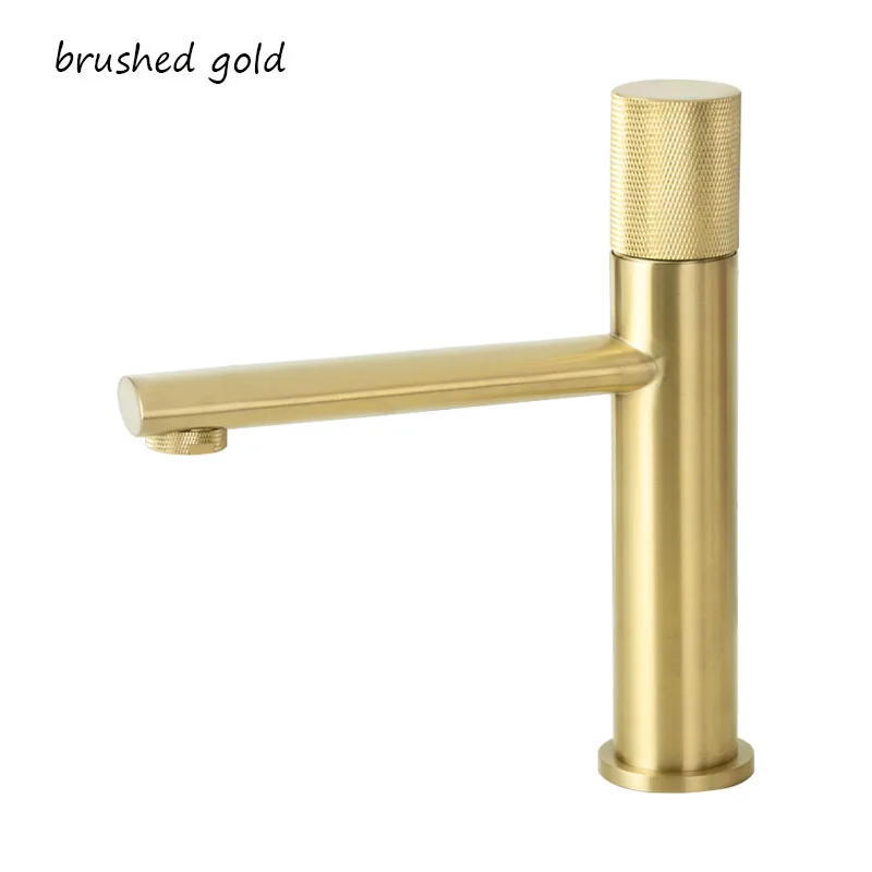 brushed gold-short SEKOVA латунный Смеситель для ванной комнаты, черный умывальник для ванной комнаты, смеситель для холодной и горячей воды, кран с одной круглой ручкой, на бортике - Цвет: brushed gold-short
