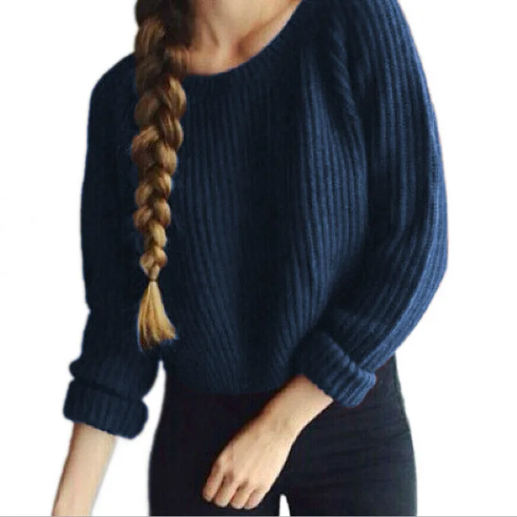Wontive Women's Sweater European and American Fashion Short Hem Slit Long Sleeve Pullover Warm | Женская одежда