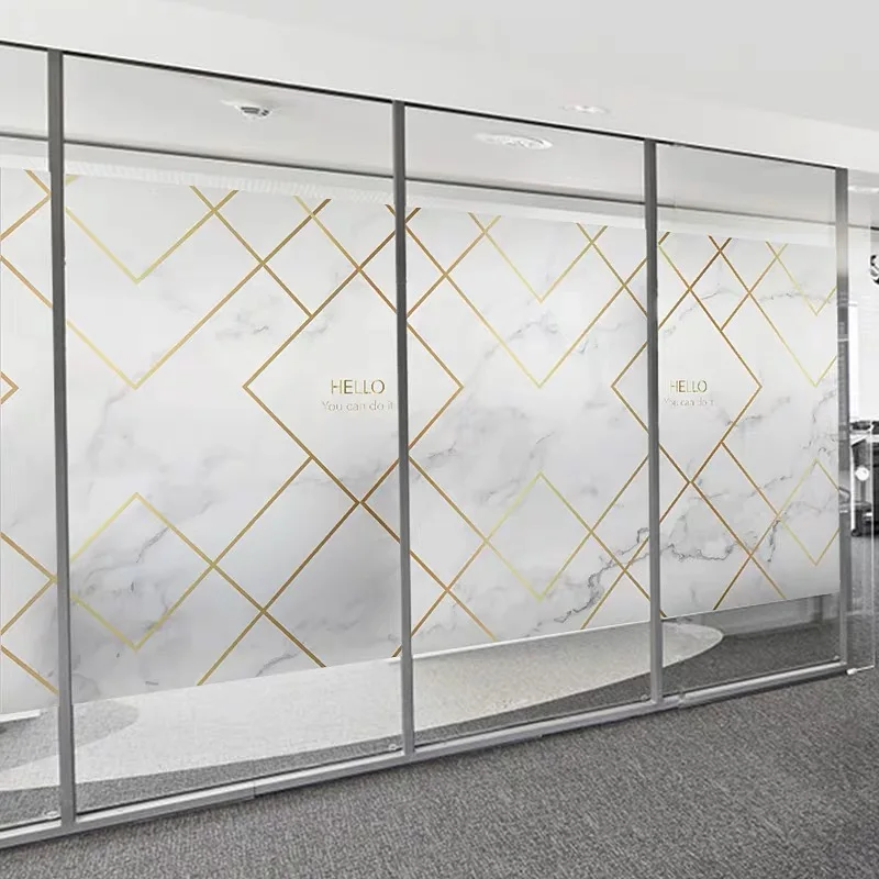 

Marble window film Stained line frosted glass sticker electrostatic office PVC Self-adhesive Custom size decorative vinile films