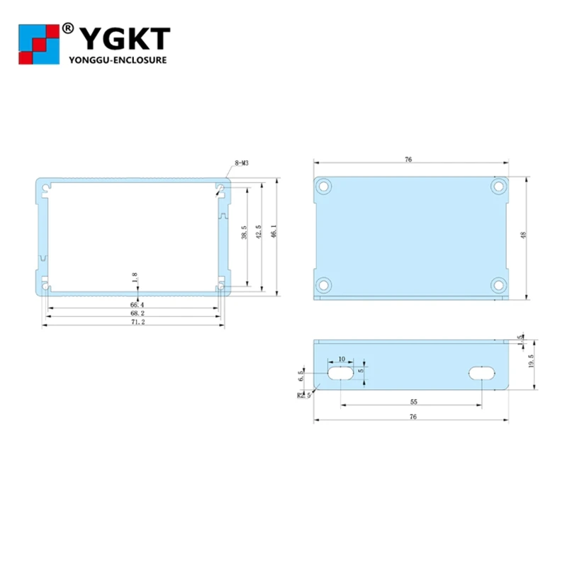 H09 76W46H mm/2.99''x1.81'' Aluminum power network extruded box electrical enclosure | Обустройство дома
