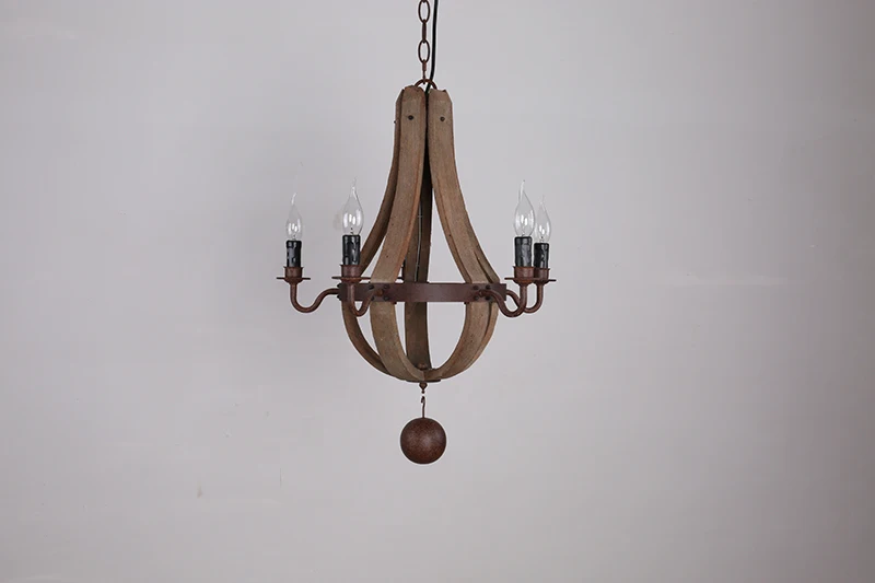 Американская Архаическая креативная деревянная люстра с шариками сельская