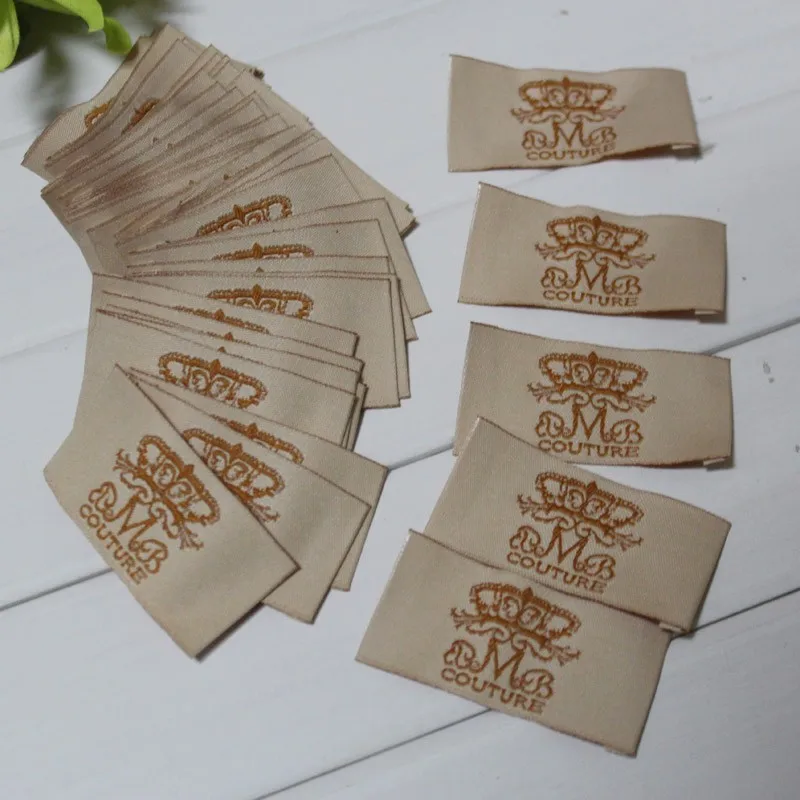 Разрезанные и складные персональные тканые брендовые этикетки личные логотипы