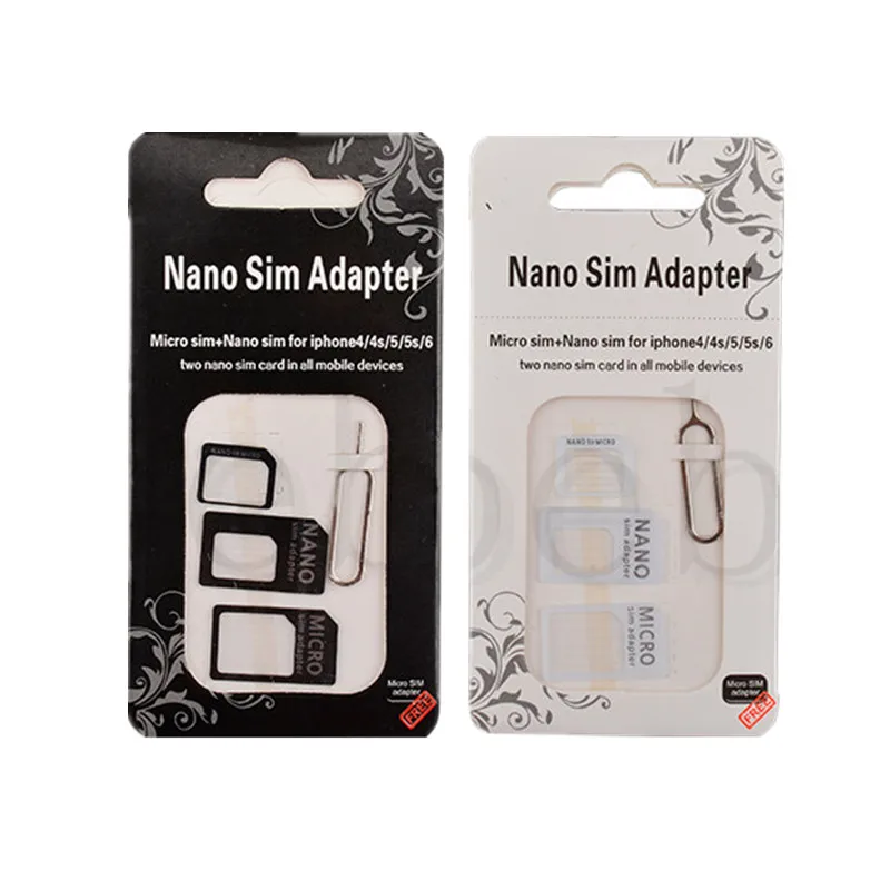 Фото Hopetoth 500 компл./лот Noosy Nano SIM-адаптер 4 в 1 Micro SIM-адаптер с ключом для извлечения Розничная упаковка для iPhone 5 6 7 8 №2