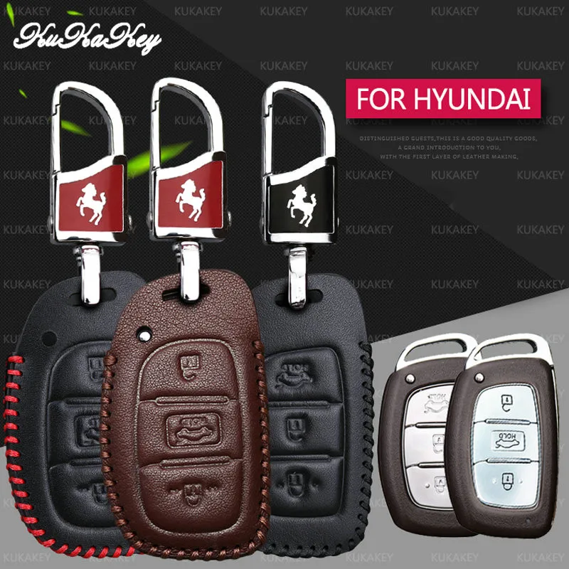 KUKAKEY чехол из натуральной кожи для автомобильного смарт-ключа Hyundai Hb20 I30 IX20 Solaris Creta