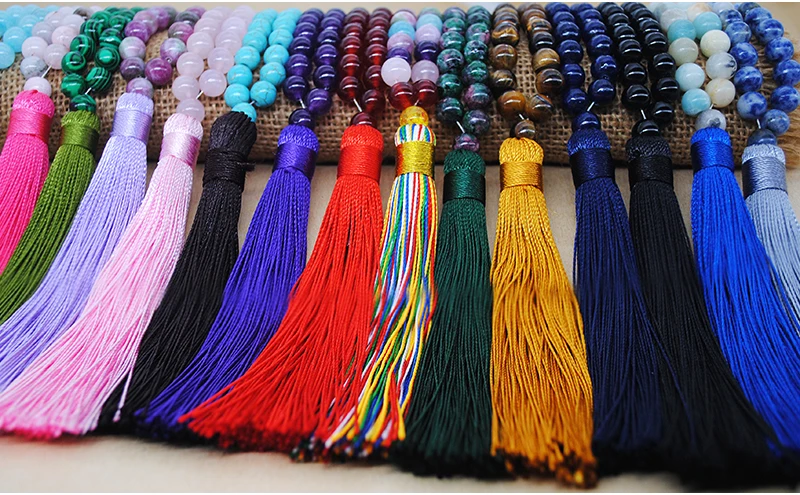 Yumfeel Brand New Long Beaded Tassel Necklace 18 Colors Natural Stone Necklace Women Jewelry Gifts Beach Crystal Quartz