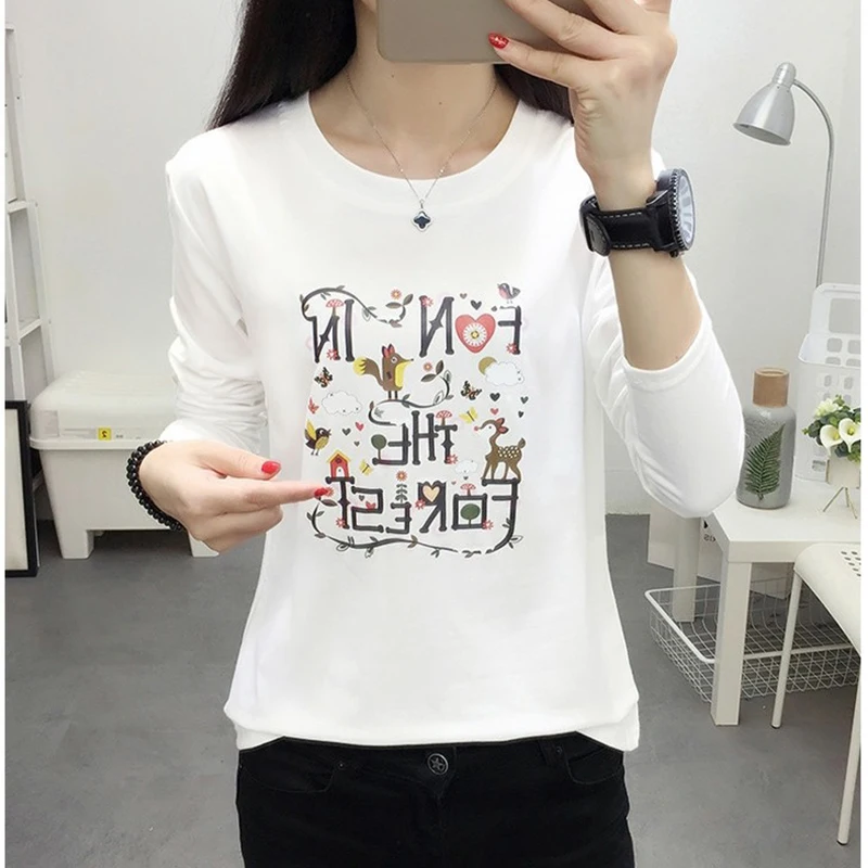 Poleras Mujer 2021 Harajuku футболка женская с длинным рукавом Осень Зима размера плюс Femme