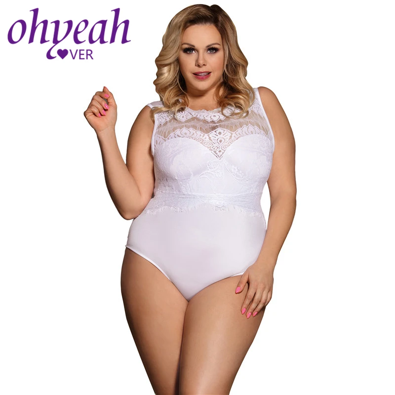 Ohyeahlover боди размера плюс 5XL женские комбинезоны кружевной сексуальный комбинезон