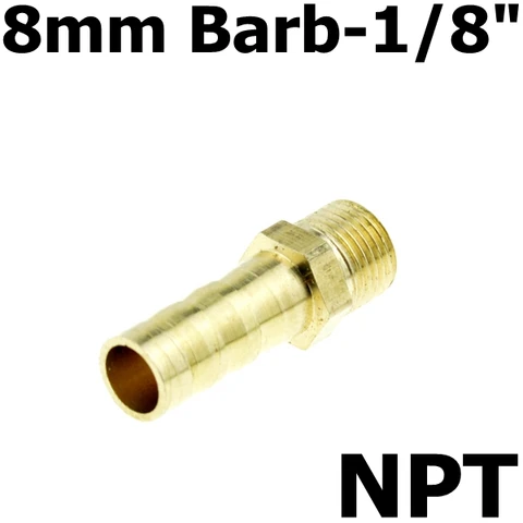 Condición de tubería de la manguera de latón recta o codo 6 mm 8 mm 10 mm 12 mm Barb Barb SPACER 1/8 "NPT Male Rosped Copper con conector de acoplamiento de barras