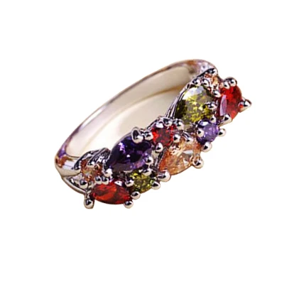 colour-white gold GMGYQ Горячая Роза Goud Kleur Мона Лиза кольцо для Vrouwelijke Bruiloft met AAA Kleurrijke фианит бижутерия Выпускной подарок - Цвет основного камня: colour-white gold