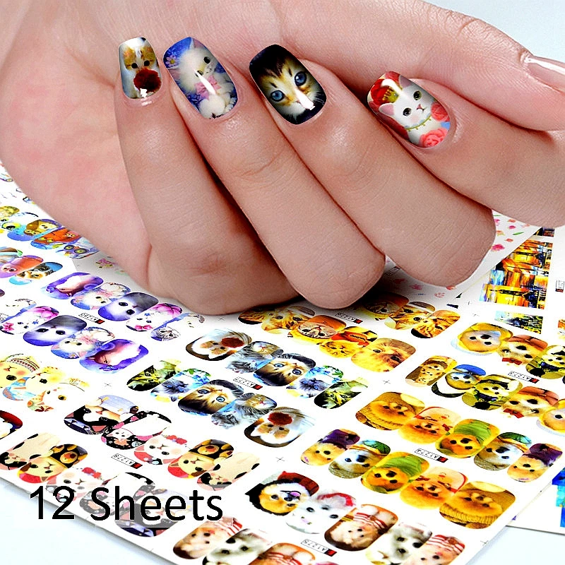

12 листов перемещение воды дизайн ногтей декоративные стикеры дял полное покрытие ногтей наклейки аксессуары инструменты картина маслом ст...