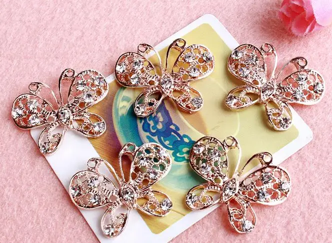 

Metal rhinestone pearl button Full colour butterfly alloy button,scrapbooking Invitation Card buttons diy headwear accessory