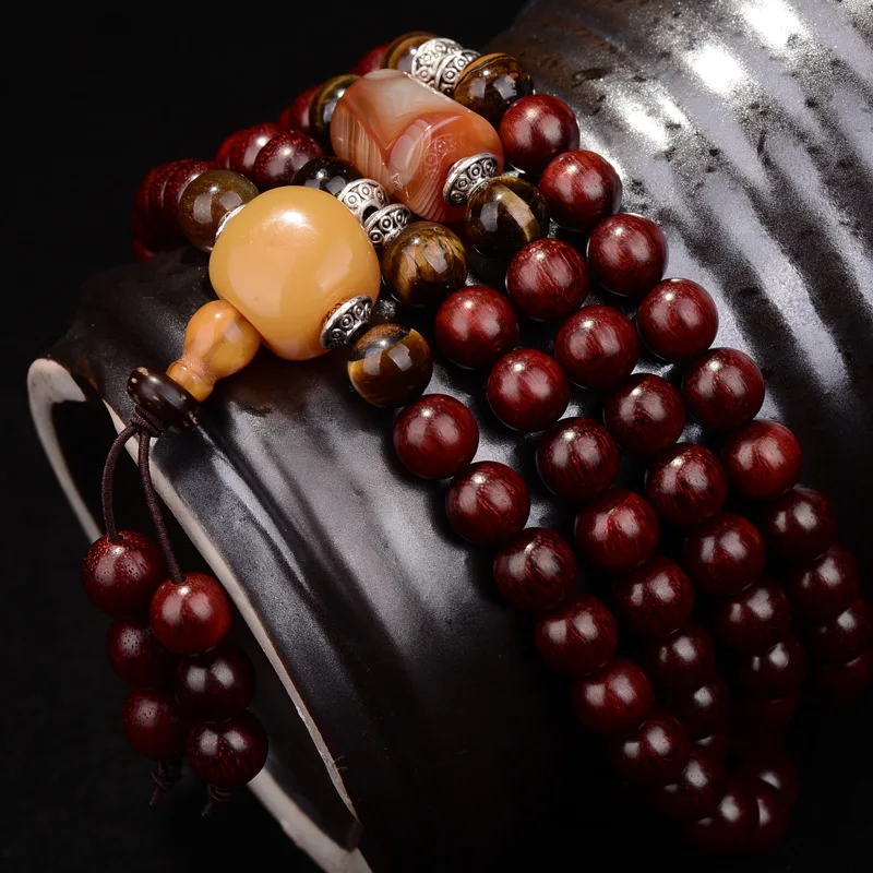 Браслеты из старого сандалового дерева Lobular 108 бусины Будды размером 8 мм гладкий