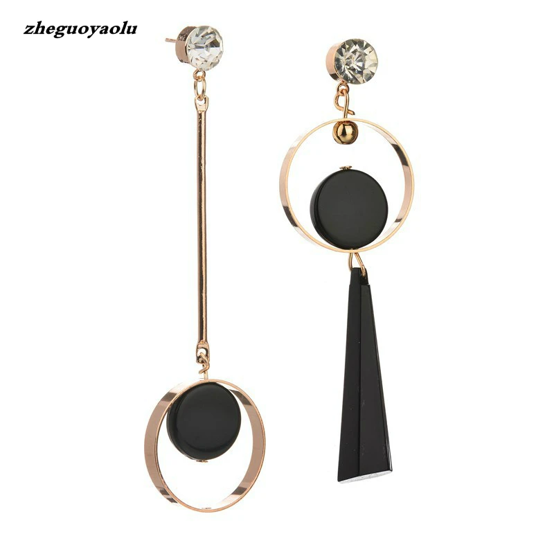Bijoux Brincos новые модные геометрические длинные ассиметричные серьги Стразы