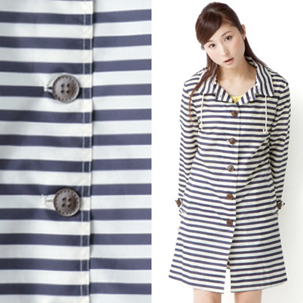 Japan and South Korea style light lovely tourist outdoor fashion women's raincoat mariner series of fine stripes JJ-SYYY34 | Дом и сад