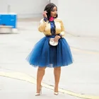 Женская фатиновая юбка-пачка средней длины, синяя эластичная юбка в африканском стиле, лето 2022