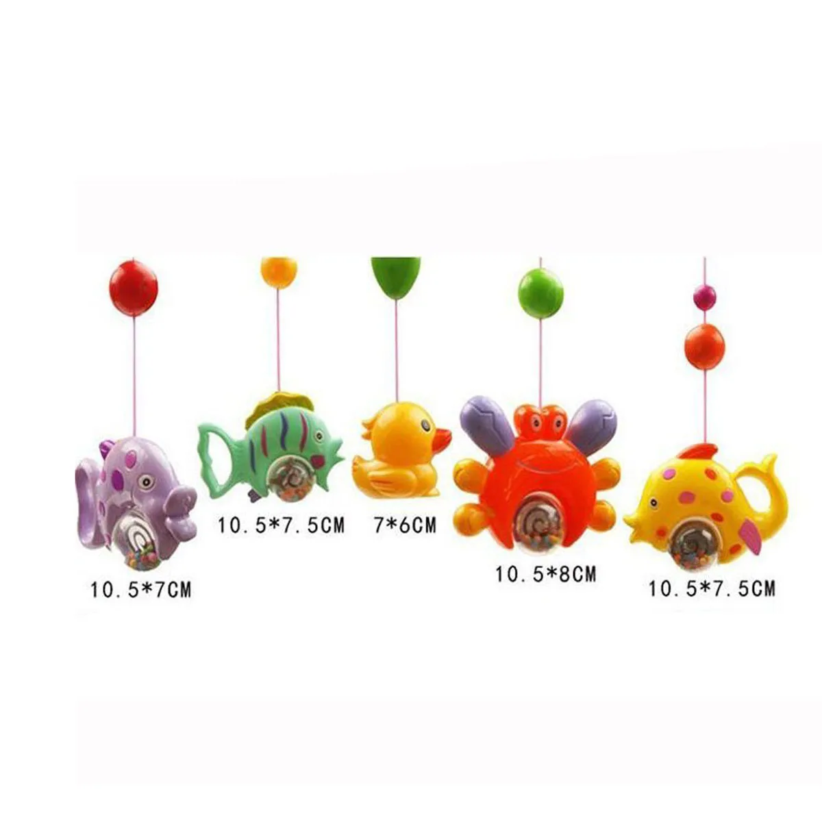 Music Bed Bell Set Funny Fish Crab and Duck Baby Crib Mobile Music Bed Bell Educational Toy(Random Color
