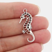 20pcs alloy hollow seahorse hippo campus charms pendants for necklace bracelet making jewelry finding 35x15mm