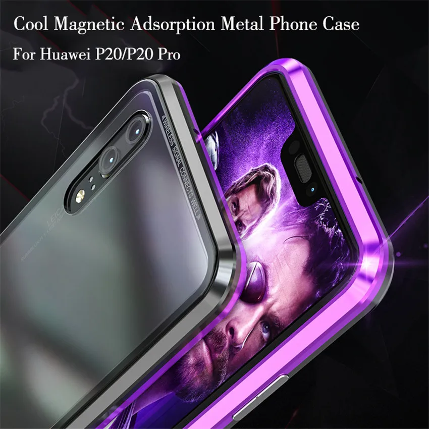 Ультра Магнитный чехол для Huawei P20 Pro роскошный адсорбционный металлический из