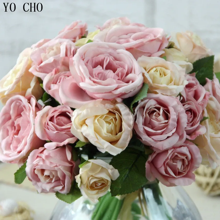 1 букет 9 головок свадебные цветы Искусственный Пион Шелковый цветок свадебный