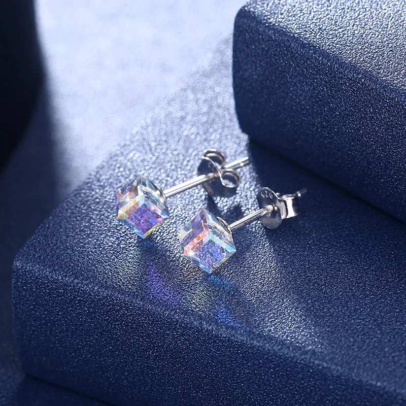 Серьги гвоздики женские из серебра 925 пробы с кристаллами Swarovski|Серьги-гвоздики| |