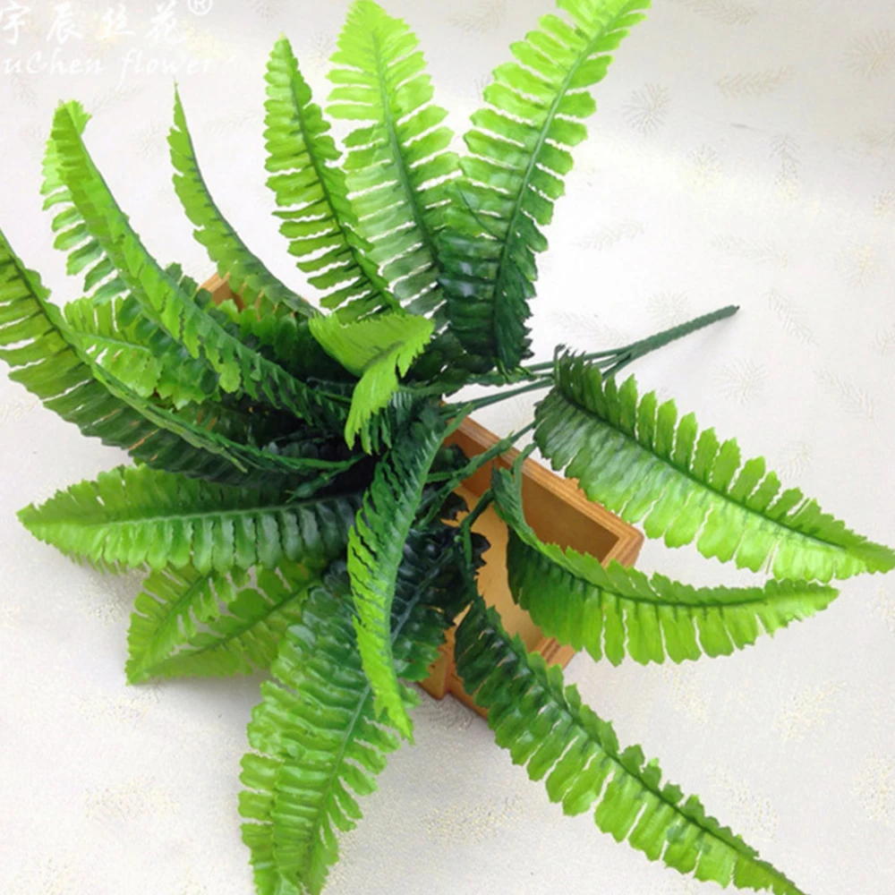 Simulation Fern Persian Grass Green Plant Artificial Leaves Fake Flower Wall Hanging Home Wedding Decoration 7 Fork/Bouquet | Дом и сад