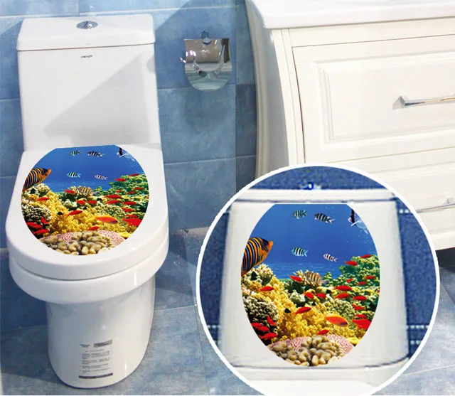 [Fundecoration] Водонепроницаемый подводный мир наклейки для туалета художественного