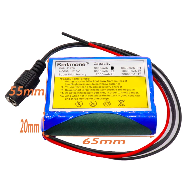 Новый 12 V 3000 mAh 18650 литий ионный аккумулятор для камеры видеонаблюдения и т. д. 3