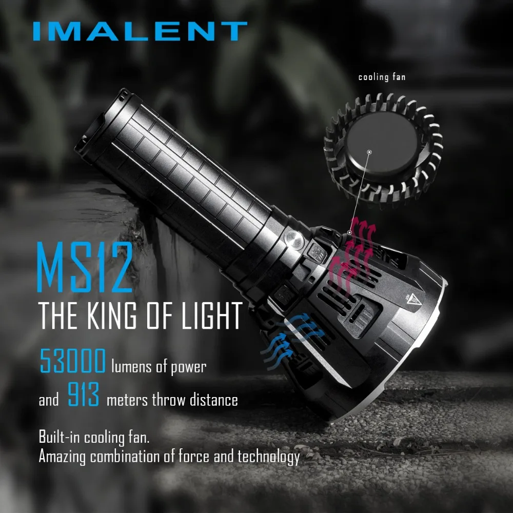 IMALENT MS12 светодиодный фонарик CREE XHP70 53000 люмен, водонепроницаемая вспышка с Умной зарядкой для наружного поиска