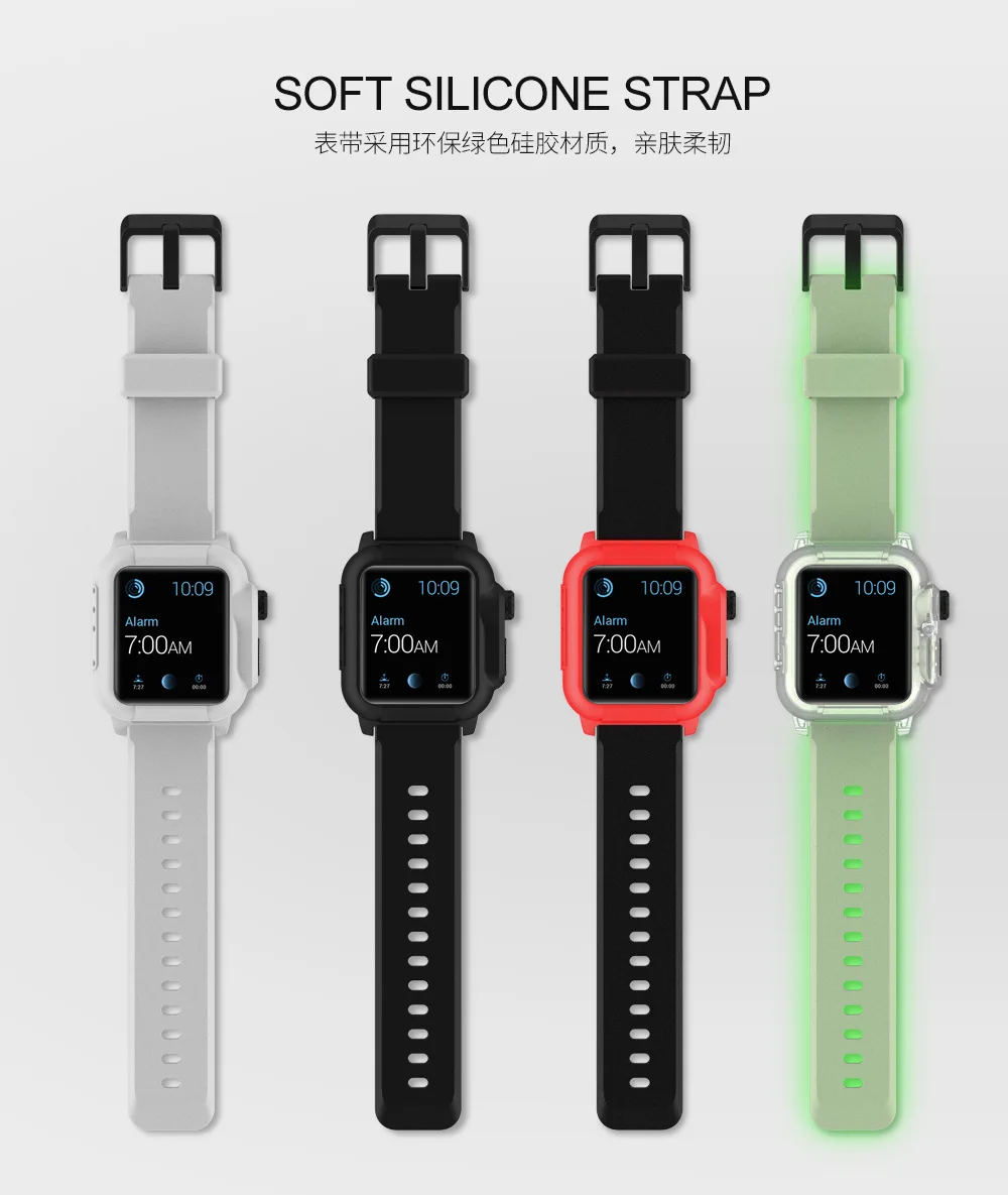 Защитный чехол+ ремешок для Apple Watch 44 мм/40 мм Iwatch 5 4 3 браслет наручные часы ремешки+ Водонепроницаемый защитный корпус