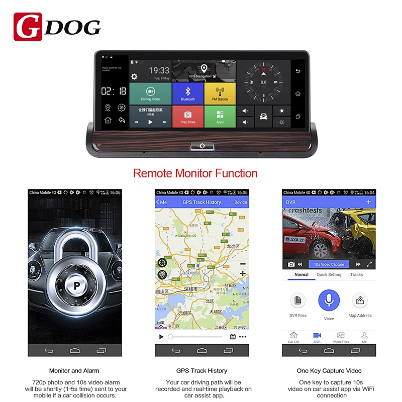G собака Новые 3g видеорегистратор dvr заднего вида Android 5.0 GPS bluetooth fm WI FI Двойной
