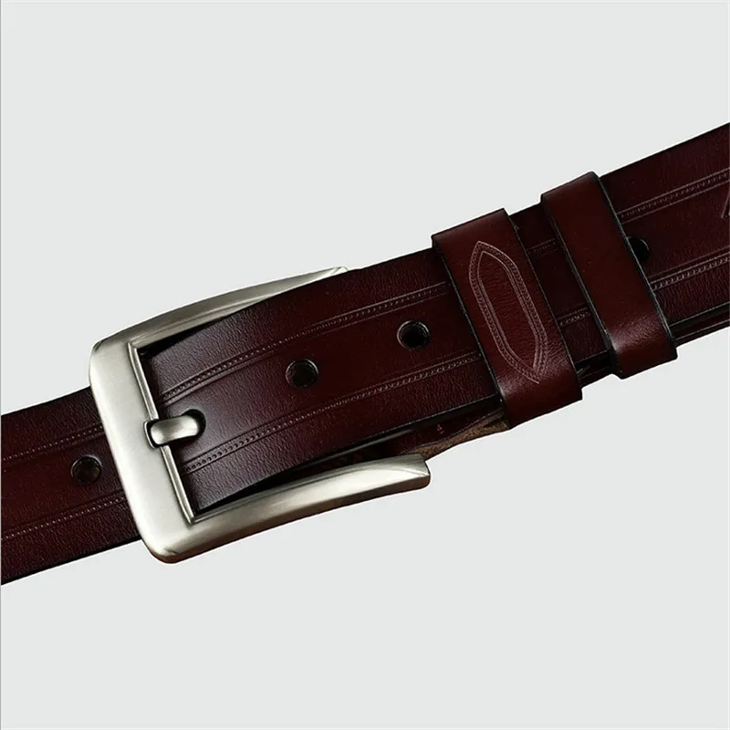 Мужские натуральная кожа ремень мужской досуг pin пряжки ремня тиснением