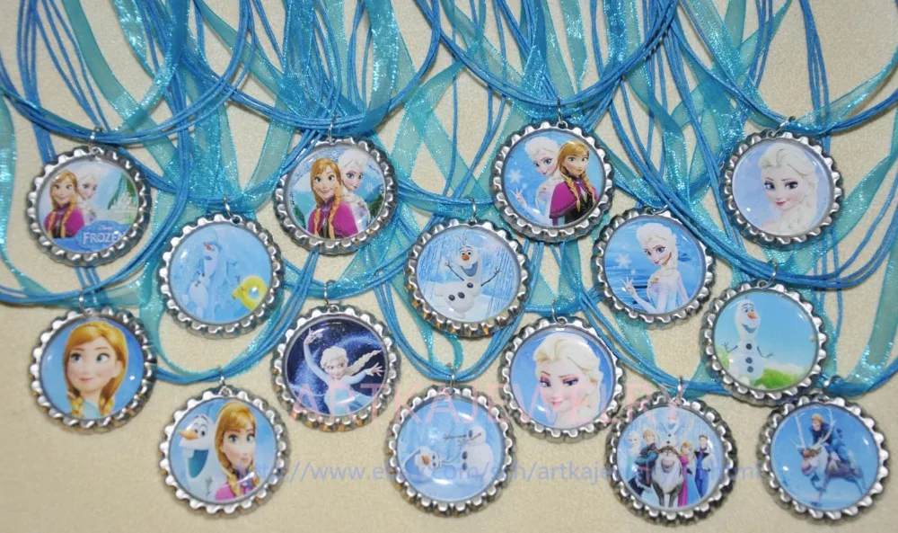 Набор из 30 ожерелий с лентой органзы в стиле Эльзы и Анны RB028|ribbon necklace|organza necklaceset