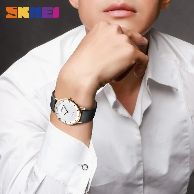 SKMEI бизнес часы мужские модные ультра тонкие водонепроницаемые наручные Топ