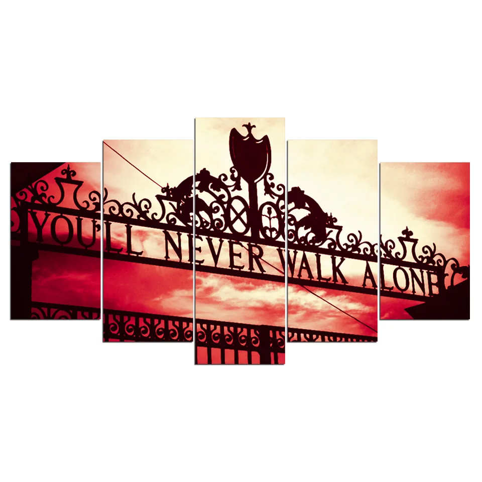 

2018 Poster 5 panel Canvas Wall Art You Will Never Walk Alone Painting Wall Painting For Living Room Wall Decor Canvas Unframed
