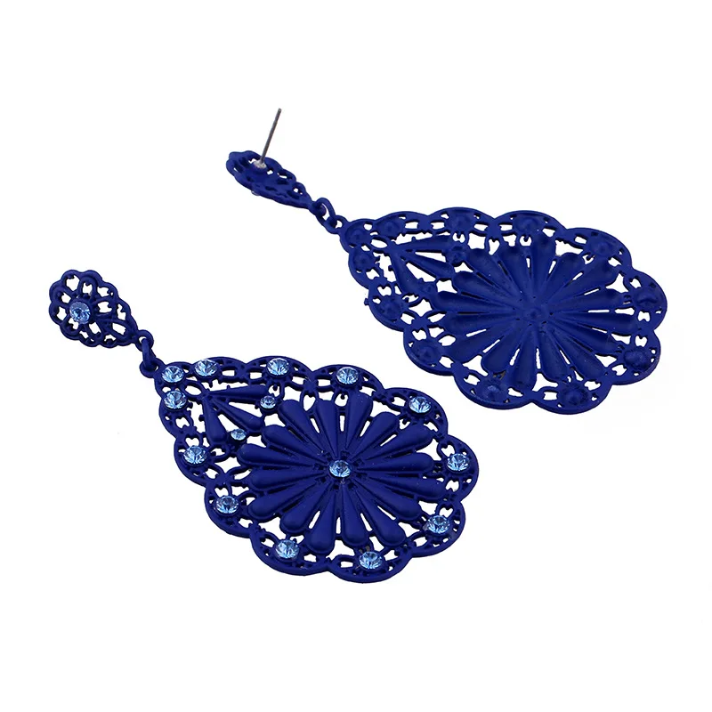 Женские винтажные серьги капельки однотонные в стиле бохо с цветочным узором