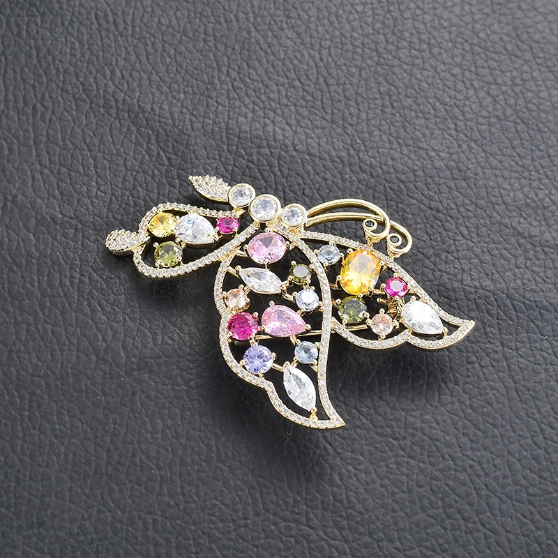 

Vintage Style Butterfly Brooch Pin Colorful Austrian Crystal Rhinestone High Quality Zircon Brooches Pin Free Shipping