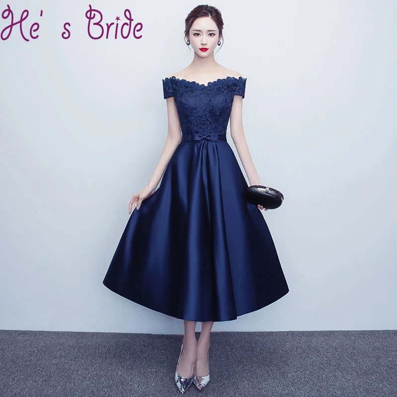 Дешевые Лодку Средства ухода за кожей Шеи Чай-длина Выпускные платья с Пояса