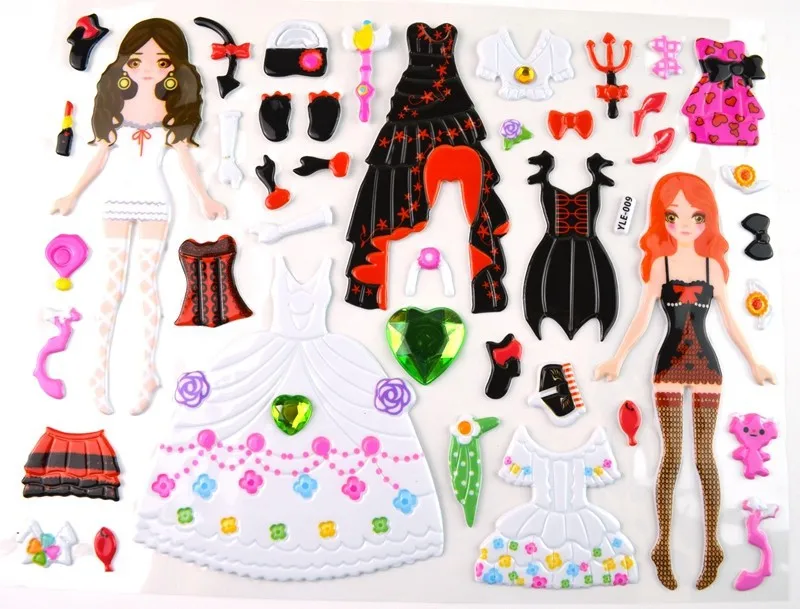 1 шт. 3D наклейки на одежду для девочек 20 см х 15 7 см|girls changing clothes|change clothes stickersstickers