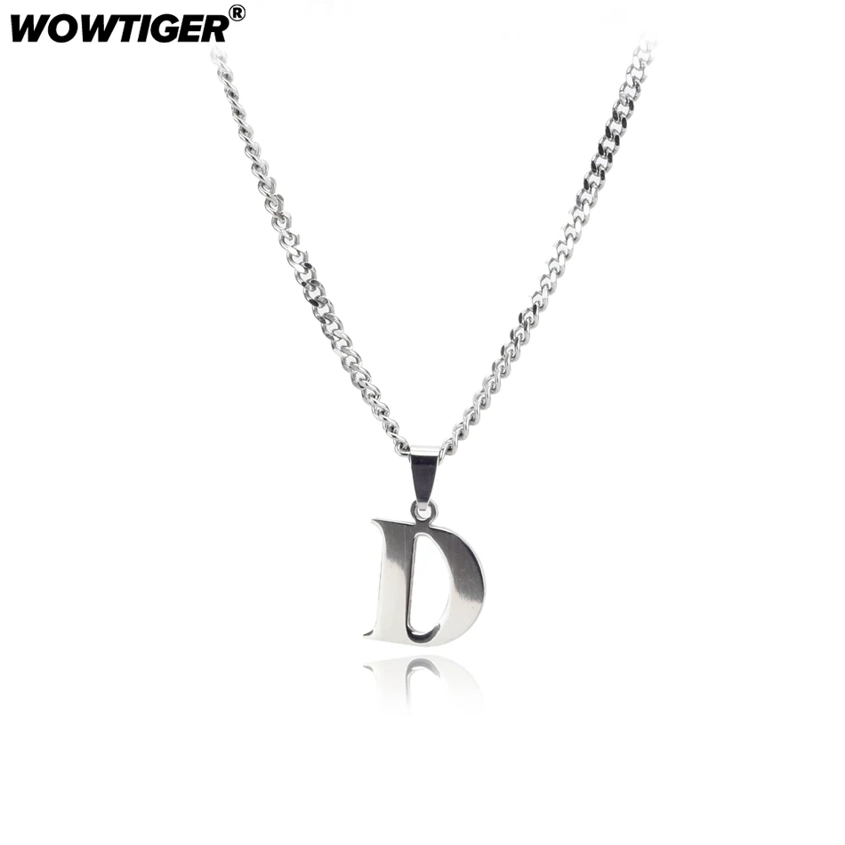 Ожерелье WOWTIGER из нержавеющей стали с подвеской буквы D для женщин и мужчин
