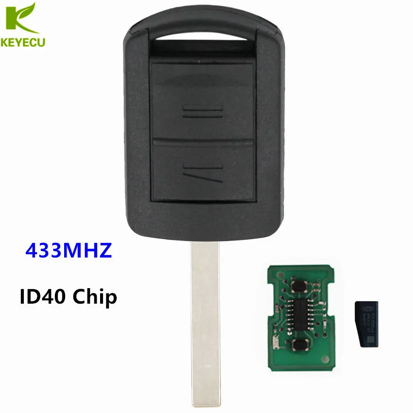 

KEYECU Replacement New Remote Key 2 Button 433.92MHz ID40 Chip for Vauxhall Corsa C, Combo, Meriva, Tigra With HU100 Blade