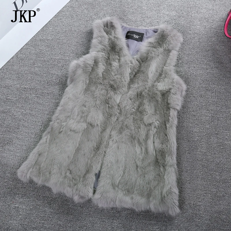 Меховой жилет для женщин с натуральным кроличьим мехом меховой детей пальто