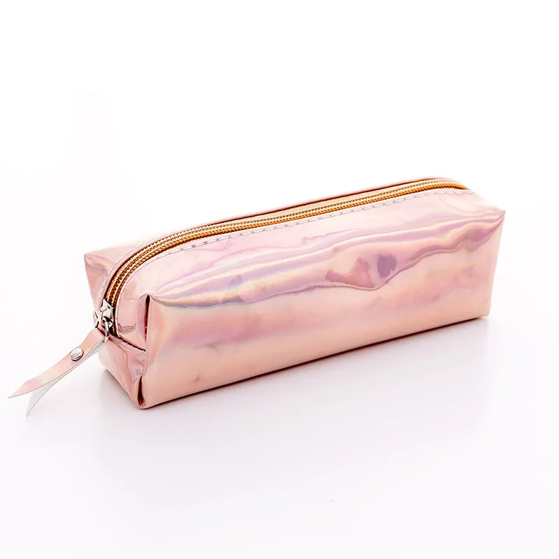 rose gold Переливающийся лазерный школьный Карандаш Чехол для девочек милый пенал для ручек пенал для карандашей Канцелярский чехол Чехол для мобильного телефона в стиле "Bts офисные школьные принадлежности, блокноты в zakka - Цвет: rose gold