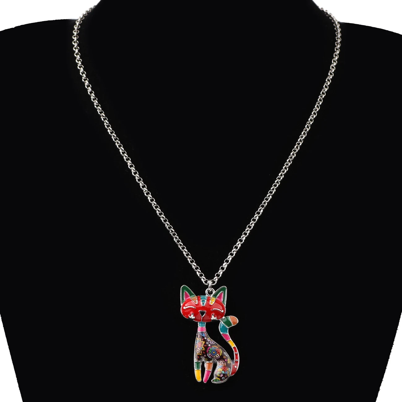 WEVENI Enamel Elegant Cat Kitten Necklaces Choker Pendant Chain Cute Animal Jewelry For Women Girls Pet Lovers Party Gift Bijoux | Украшения