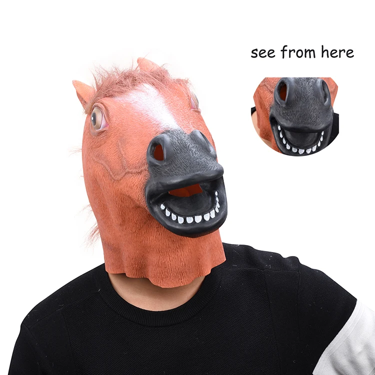Полная голова маска лошадиной головы жуткая меховая грива латексная