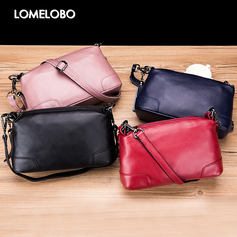 

Lomelobo Women Messenger Bag Genuine Leather Ladies Shoulder Bags Handbag Female Hobos Bag Litchi Pattern +Tassel Crossbody Bags